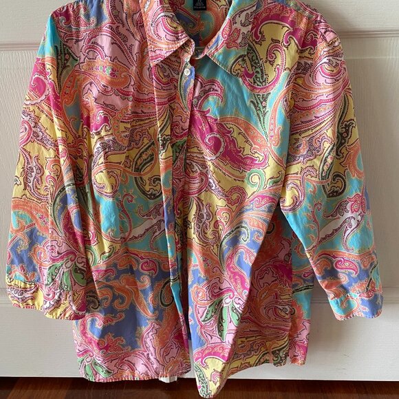 Chaps Tops - Chaps Womens 3/4 sleeve 100% cotton button down blouse 2XL